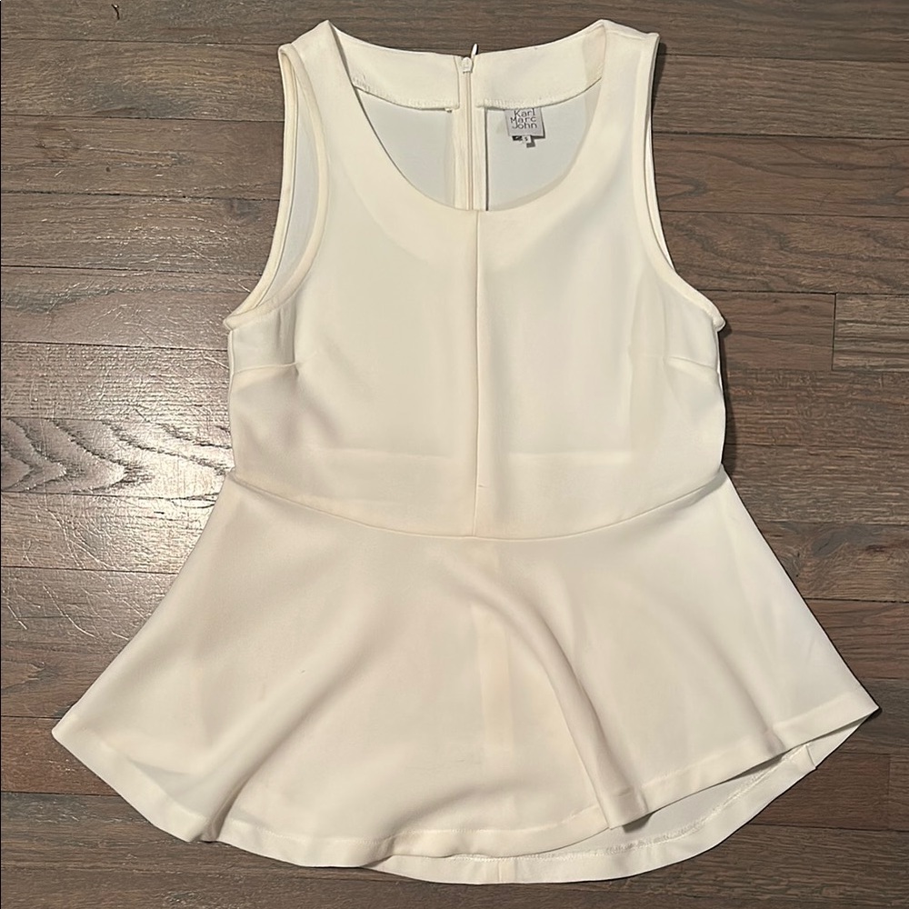 Chic Cream Sleeveless Peplum Top